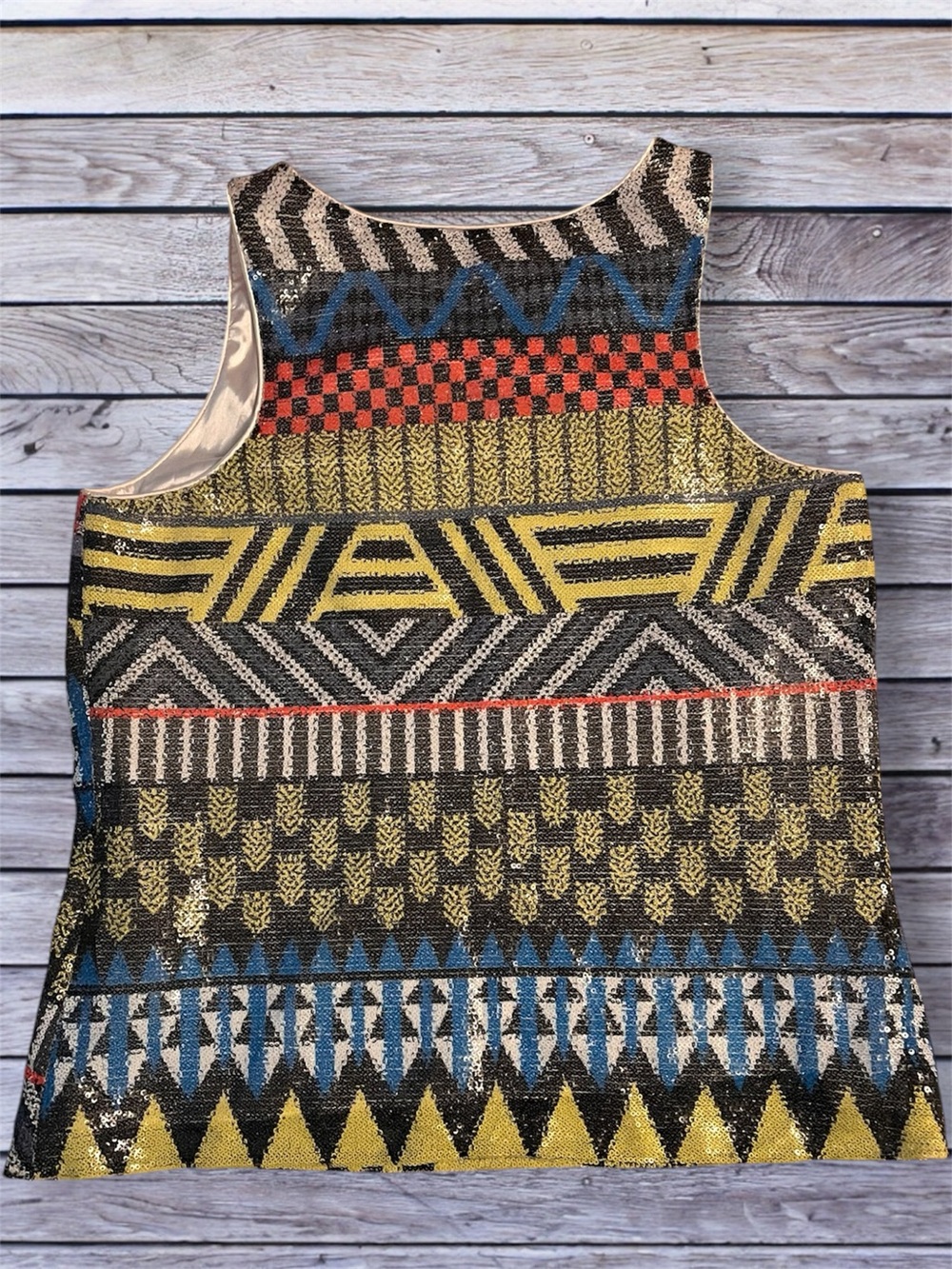 Gianni Bini Sequined Geometric Tank Top Medium - Picture 2 of 3